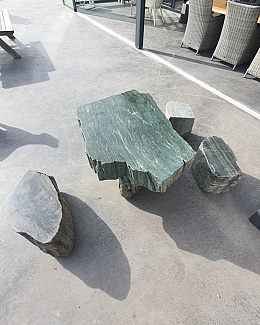 Shikoku Iyo Stone Latern Table set with 3 seats